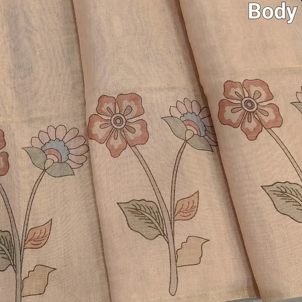 Golden beige printed tissue silk cotton saree ns169-Neidhal