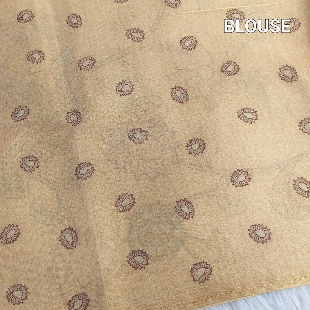 Golden beige printed tissue silk cotton saree ns213-Neidhal