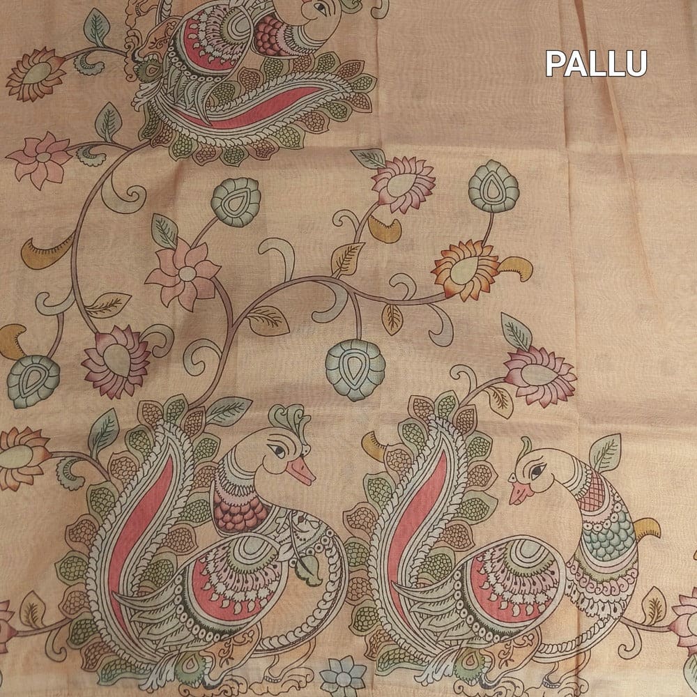 Golden beige printed tissue silk cotton saree ns213-Neidhal