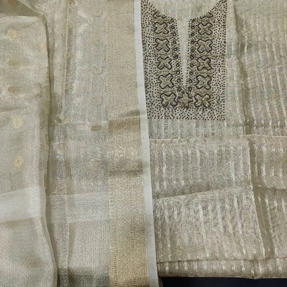 Golden beige tissue silk cotton salwar material mr251713-Neidhal