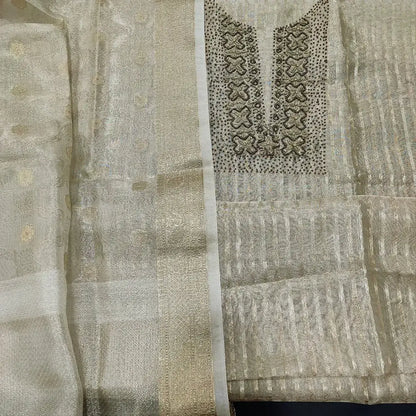 Golden beige tissue silk cotton salwar material mr251713-Neidhal