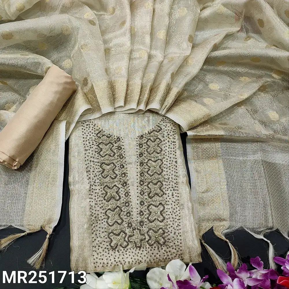 Golden beige tissue silk cotton salwar material mr251713-Neidhal