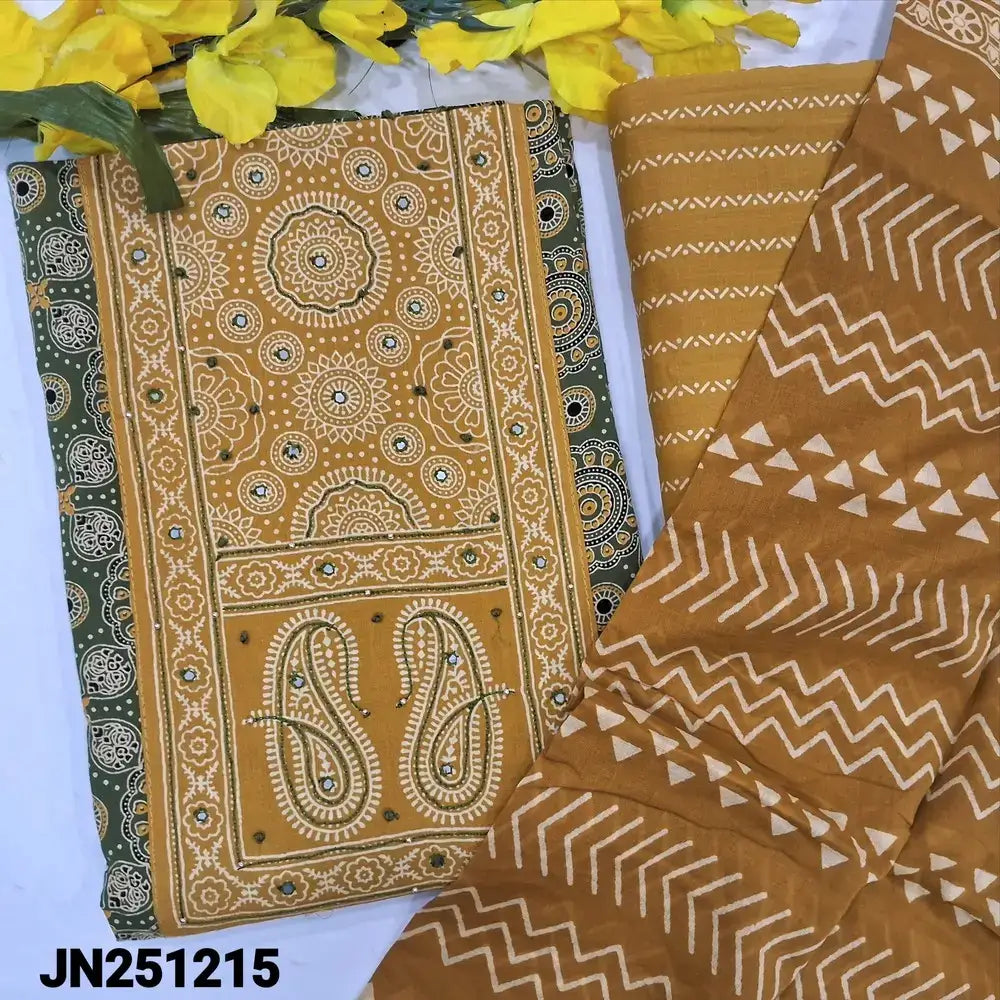 Green ajrak printed soft cotton salwar material jn251215-Neidhal