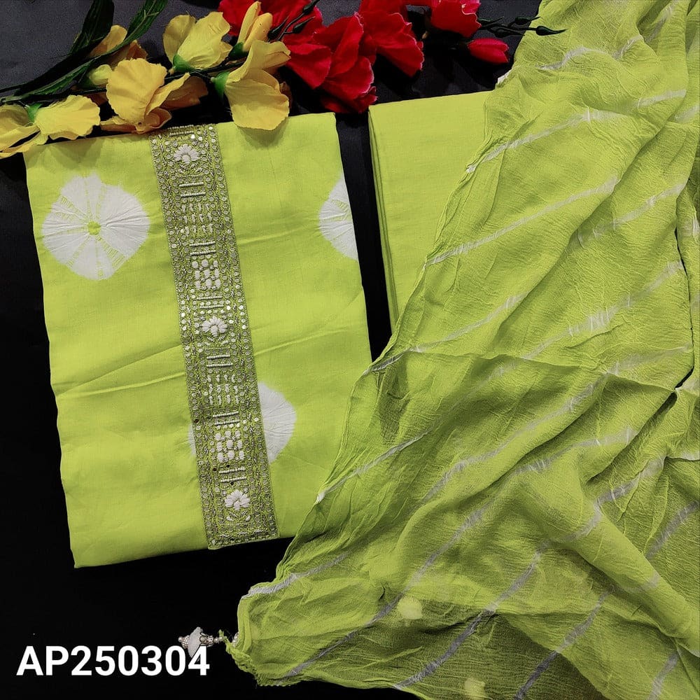 Green bandhini mul cotton salwar material ap250304-Neidhal