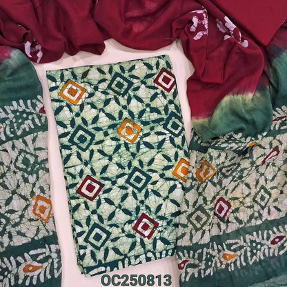 Green batik dyed cotton salwar material OC250813-Neidhal
