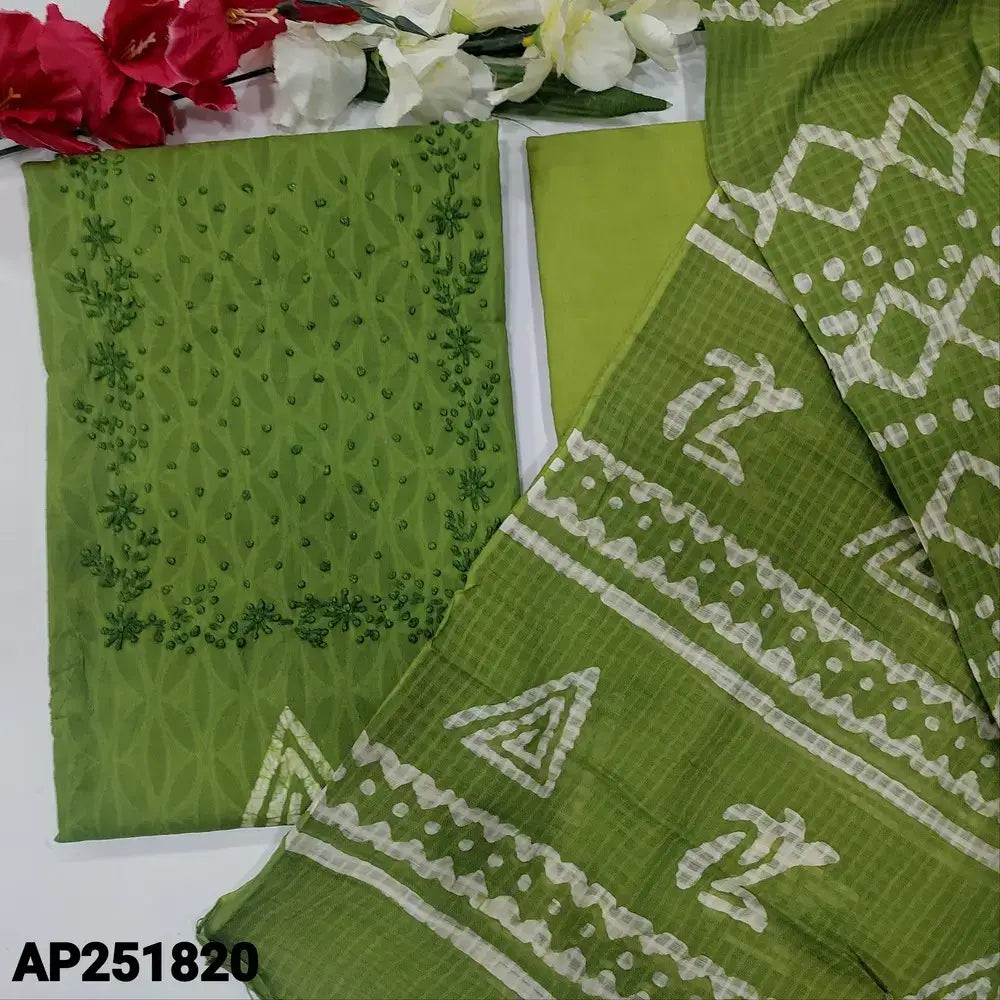 Green Batik Dyed Jacquard Cotton Salwar Material AP251820 - Neidhal