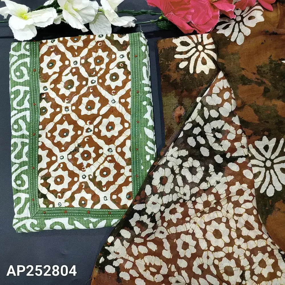 Green batik soft kantha cotton salwar material ap252804-Neidhal