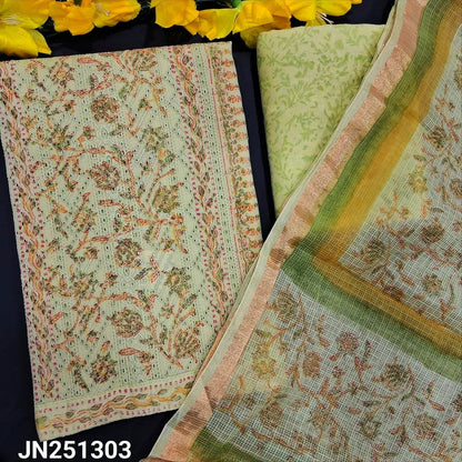 Green block printed chikankari cotton salwar material jn251303-Neidhal