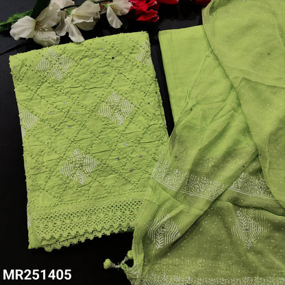 Green block printed cotton salwar material mr251405-Neidhal