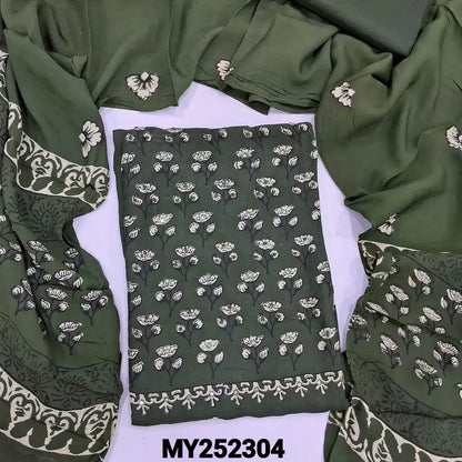 Green block printed maslin salwar material my252304-Neidhal
