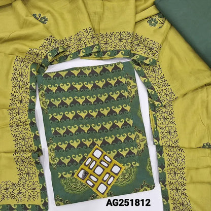 Green block printed pure cotton salwar material ag251812 Neidhal
