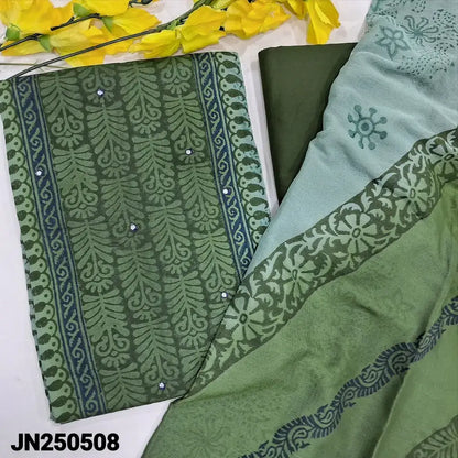 Green block printed semi georgette salwar material jn250508-Neidhal