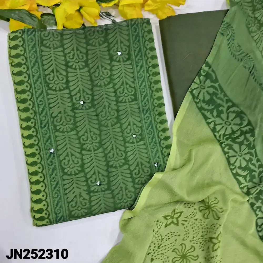 Green block printed semi georgette salwar material jn252310-Neidhal