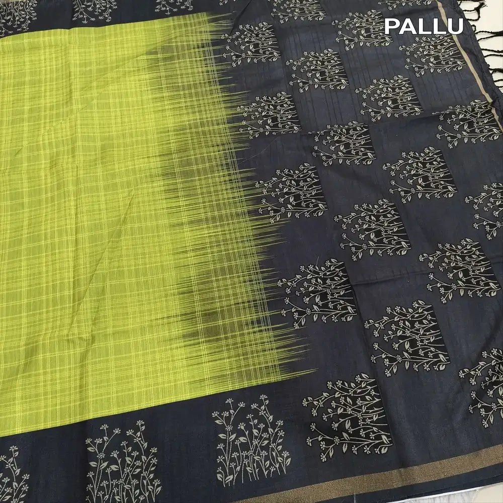 Green checkered printed fancy chappa silk saree ns180-Neidhal