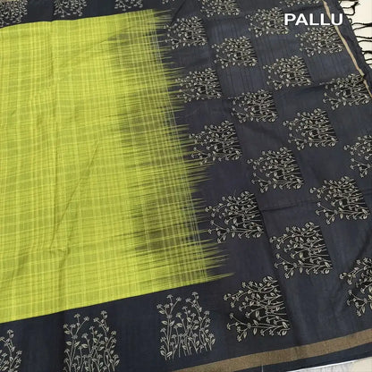 Green checkered printed fancy chappa silk saree ns180-Neidhal