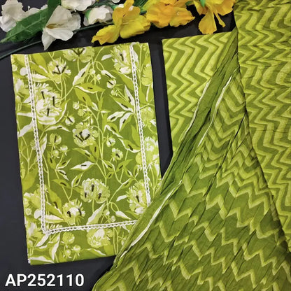 Green Cotton Salwar Material with Crinkled Dupatta AP252110– Neidhal
