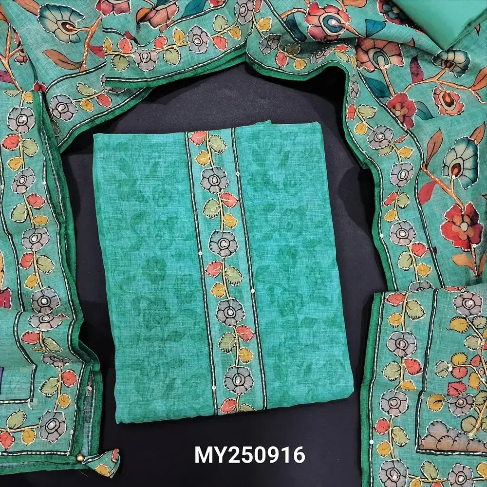 Green digital printed linen salwar material my250916-Neidhal