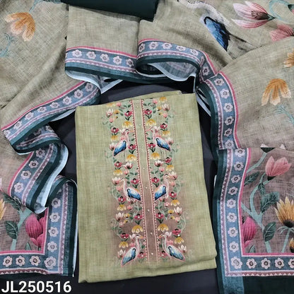 Green digital printed semi linen salwar material jl250520-Neidhal