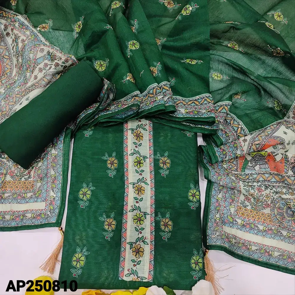 Green digital printed silk cotton salwar material ap250810-Neidhal
