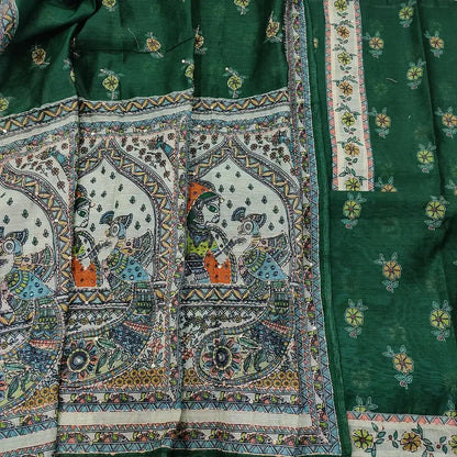 Green digital printed silk cotton salwar material ap250810-Neidhal