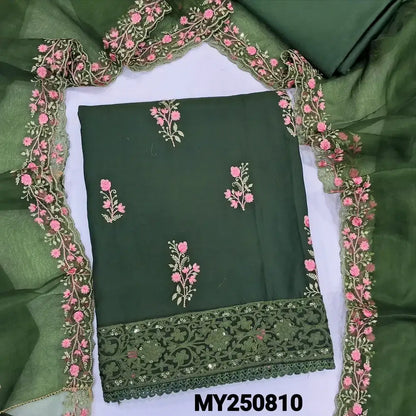 Green embroidered fancy silk cotton salwar material my250810-Neidhal