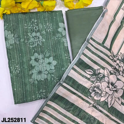 Green floral digital printed silk cotton salwar material jl252811-Neidhal