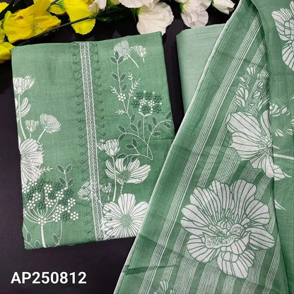 Green floral printed soft cotton salwar material ap250812-Neidhal