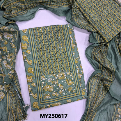 Green floral printed soft cotton salwar material my250617-Neidhal