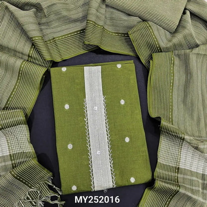 Green handloom cotton salwar material my252016-Neidhal