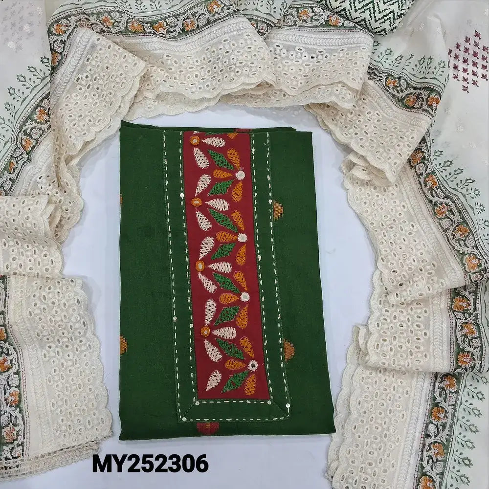 Green handloom cotton salwar material my252306-Neidhal