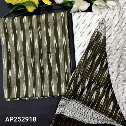 Green ikat printed kantha spun cotton salwar material ap252918-Neidhal