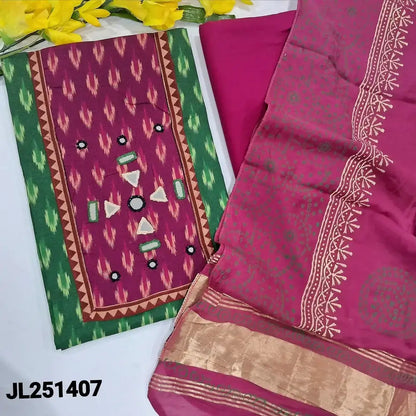 Green ikat woven pure cotton salwar material jl251407-Neidhal