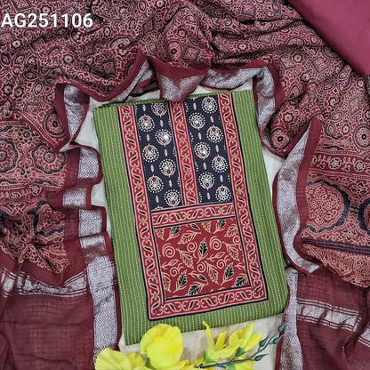 Green kantha cotton salwar material ag251106-Neidhal