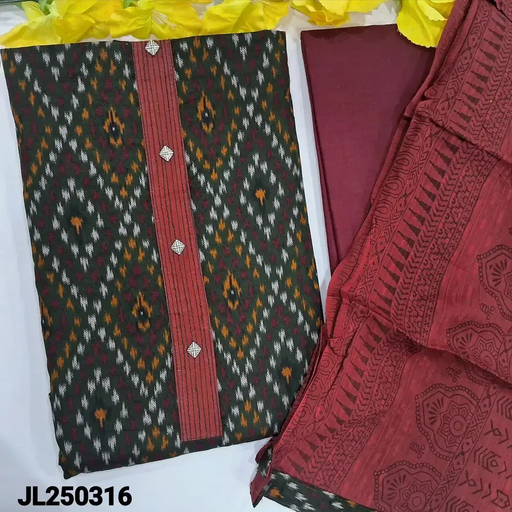 Green patola printed cotton salwar material jl250316-Neidhal