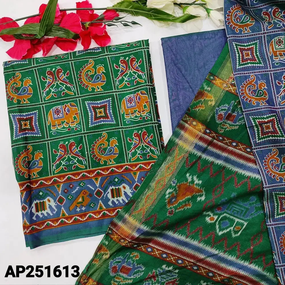 Green patola printed fancy silk salwar material ap251613-Neidhal