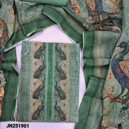 Green peacock digital printed semi linen salwar material jn251901-Neidhal