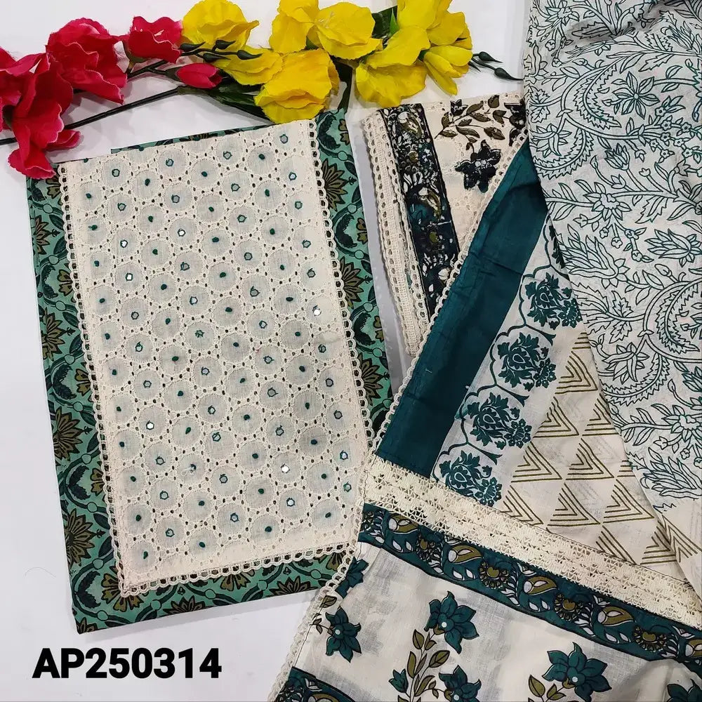 Green printed cotton salwar material ap250314-Neidhal