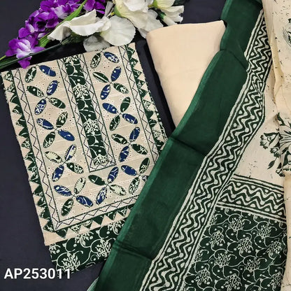 Green printed cotton salwar material ap253011-Neidhal
