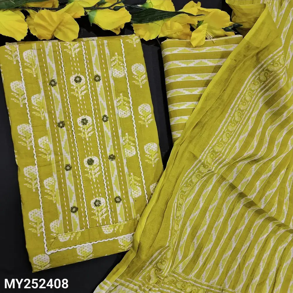 Green printed cotton salwar material my252408-Neidhal