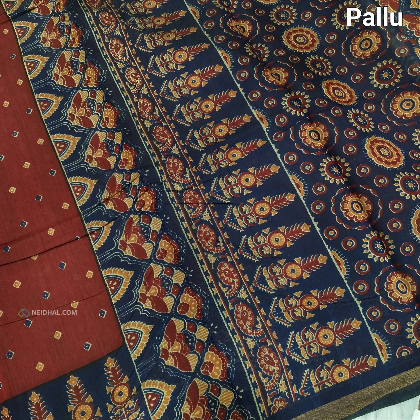 Green printed semi chanderi silk cotton saree ns66-Neidhal