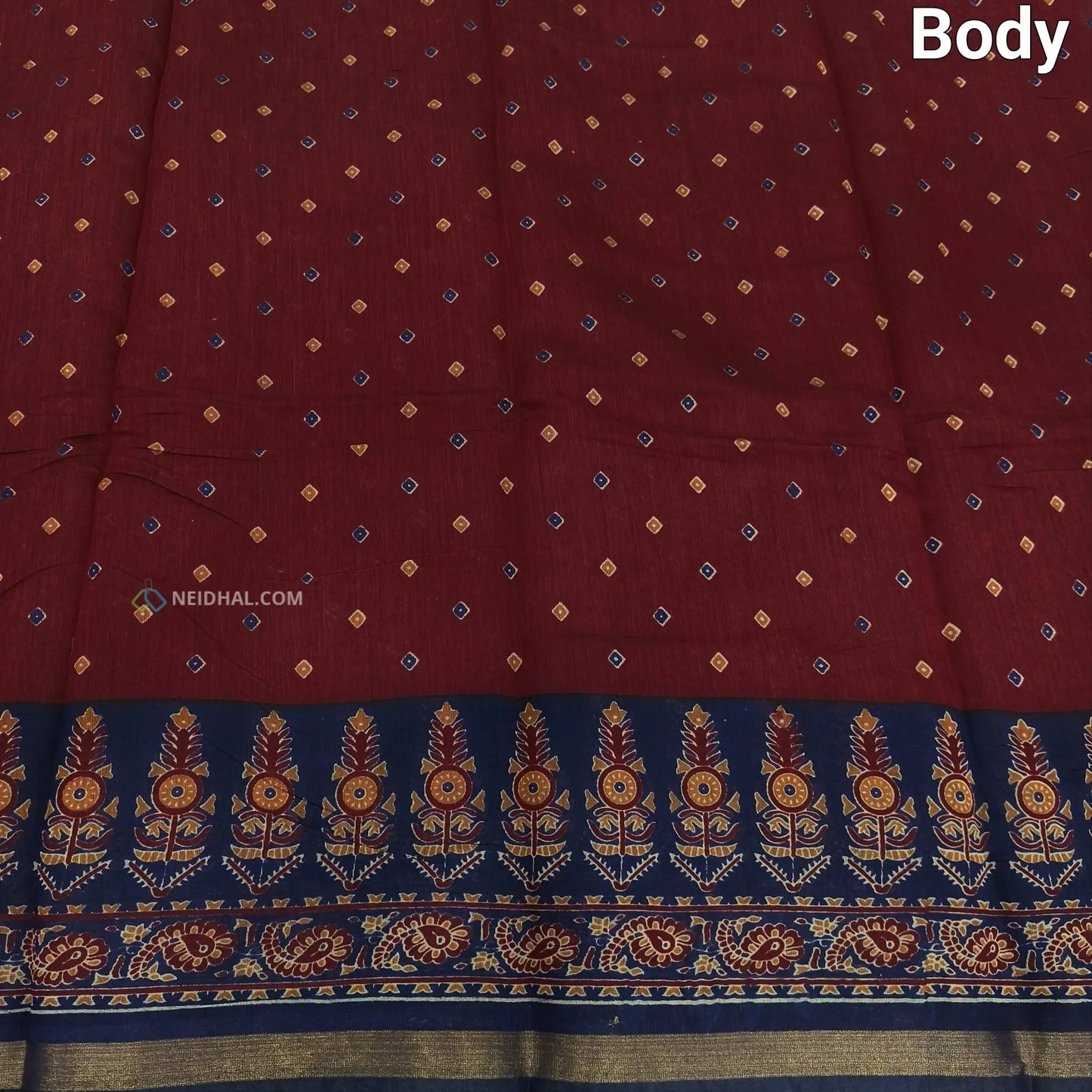 Green printed semi chanderi silk cotton saree ns66-Neidhal