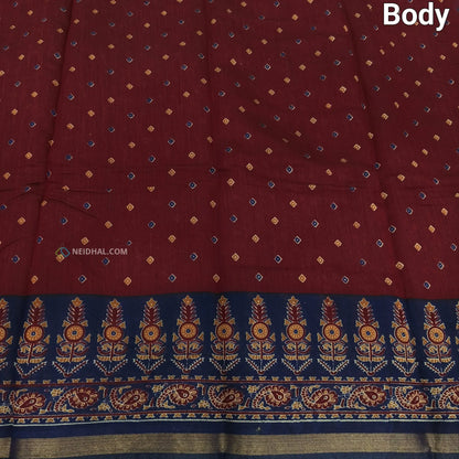 Green printed semi chanderi silk cotton saree ns66-Neidhal