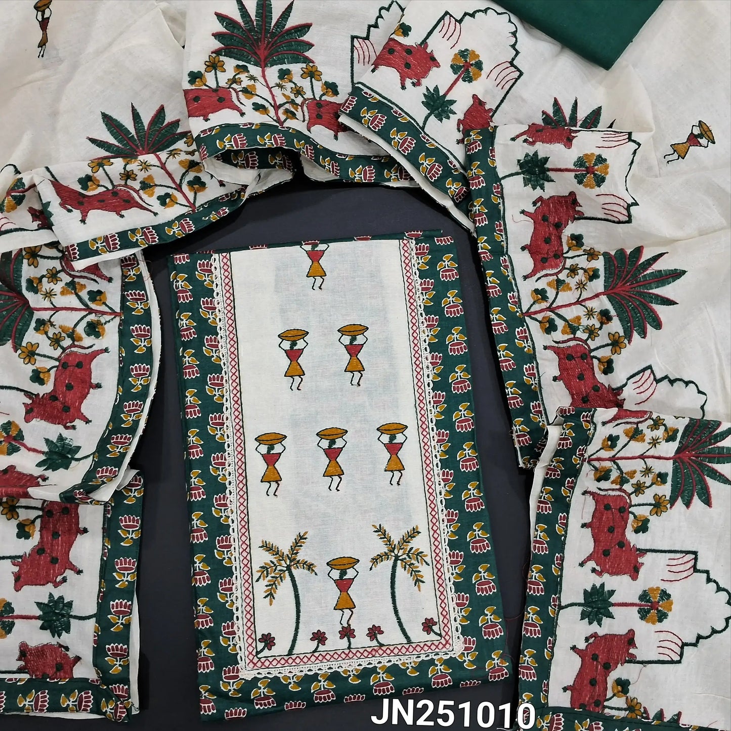 Green printed soft cotton salwar material jn251010-Neidhal