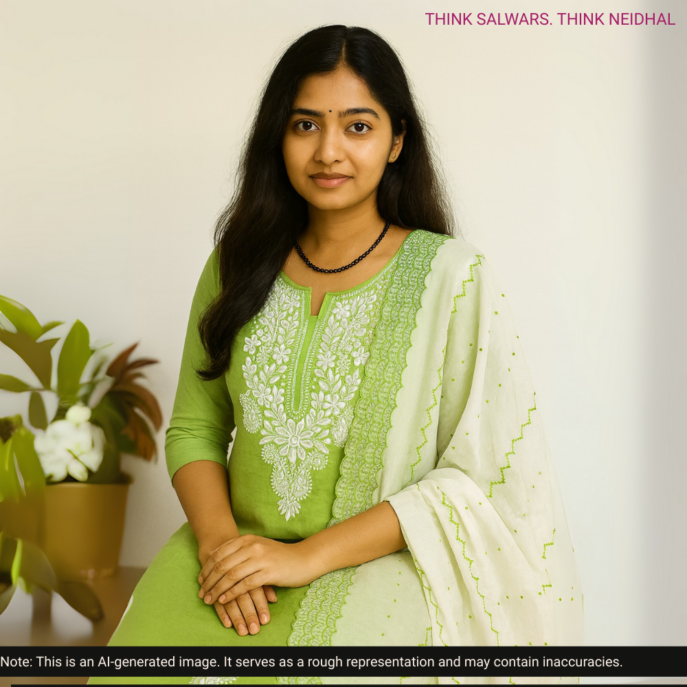 Green pure cotton salwar material ag252609 Neidhal