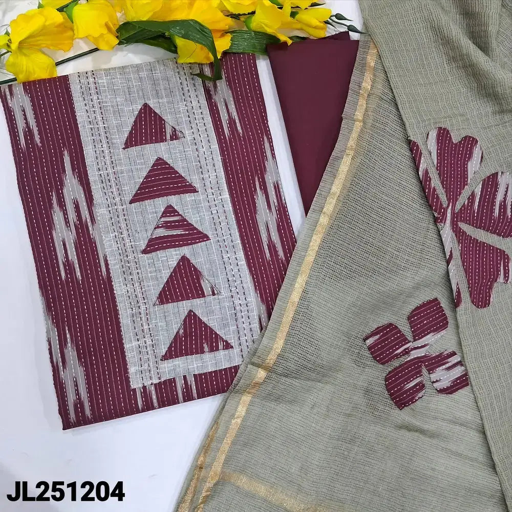 Green pure kantha cotton salwar material jl251205-Neidhal