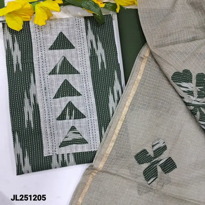 Green pure kantha cotton salwar material jl251205-Neidhal