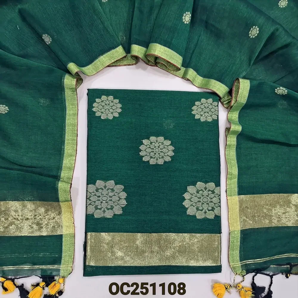 green pure linen salwar material OC251108-Neidhal
