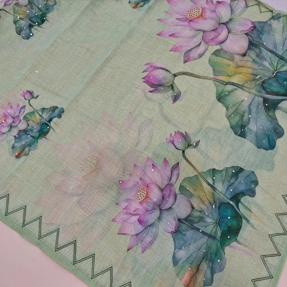 Green pure tissue linen unstitched salwar material nv251901-Neidhal