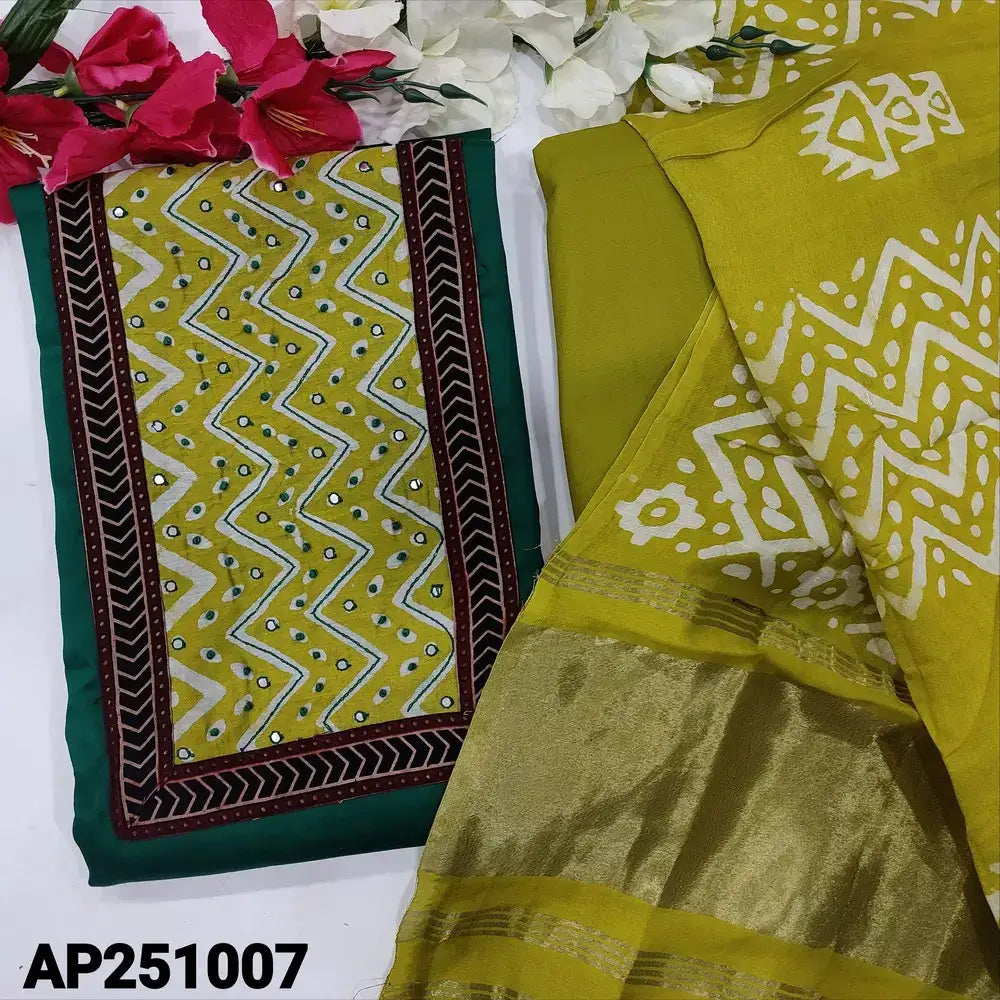 Green satin cotton salwar material ap251007-Neidhal