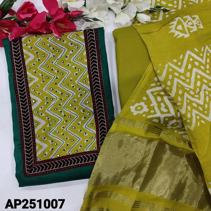 Green satin cotton salwar material ap251007-Neidhal